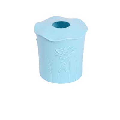 China Round Lotus Pattern Cover Plastic Tissue Box Holder Storage Organizer Sustainable For Home Car Office for sale