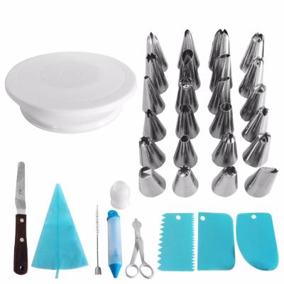 China Cake making Amazon 2017 hot home cake piping tips and cake turntable and cake decorating silicone tools suits for sale