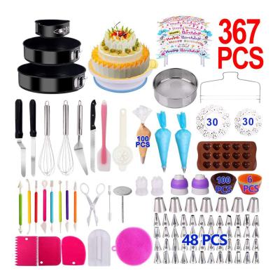 China Stocked Baking Accessories Cake Decorating Consumables Batch Pastry Spouts Piping Icing Tips Sets /cake Decorating Turntable Tips Tools for sale