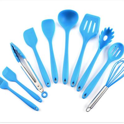 China 2021 Sustainable Goods Blue Kitchen Tools Kitchen Accessories 10pcs Silicone Kitchenware Utensil Food Grade Set for sale