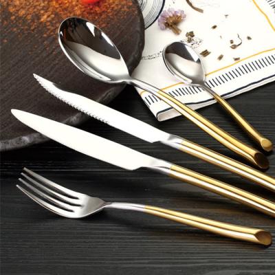 China Viable Flatware Stainless Steel Gold Custom Cutlery Set Flatware Set Hotel and Restaurant Bulk Gold Flatware Set for sale