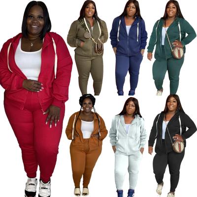 China Breathable Plus Size Women Sweatsuit Hoodies 2 Piece Jacket Tops Jogger Sweatpants Ladies Tracksuit Two Piece Set for sale