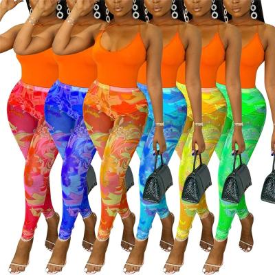 China Anti-Wrinkle 2022 Sexy Bodycon Fashion Tie Dye Panties Summer Yoga Sports Outdoor Pants Lady Clothing Plus Size Spring Women's Pants And Trousers for sale