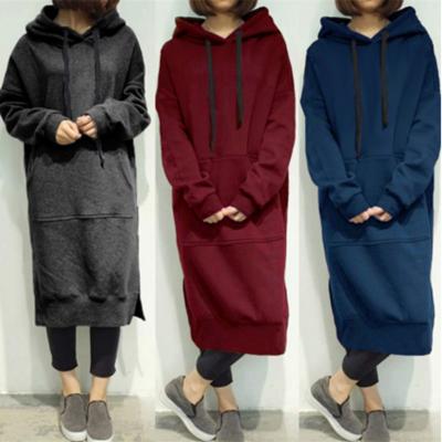 China Free Shipping Women's Plus Size Jumpsuit Sweater Dress Anti Shrink With Jap Hoodies Dress With Pocket Fleece High Quality Hoodies for sale