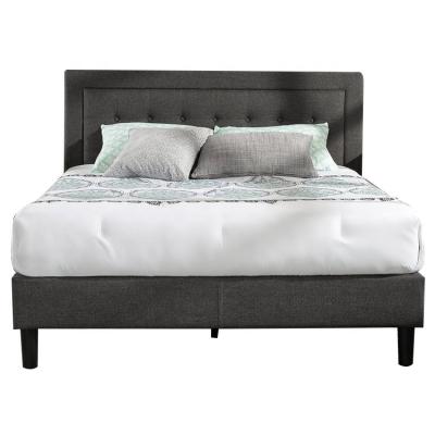 China Foldable Upholstered Tufted Fabric King Size Bed Frame With Headboard for sale