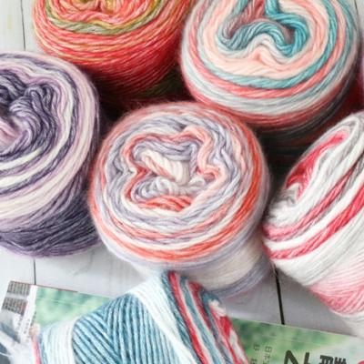 China ZENGLONG Anti-Static Custom OEM Hand Knitting Crochet Fancy Sweater Threads Colorful Gradient 100g/roll Cotton Cake Yarn for sale