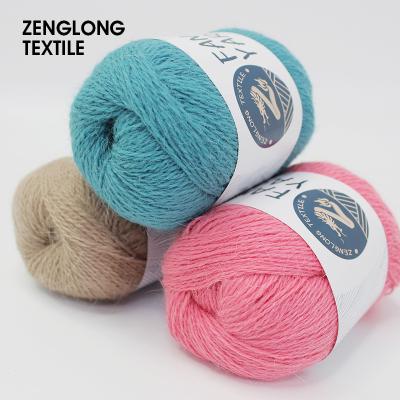 China ZENGLONG Textile 64 Colors 50g Mink Yarn Antistatic Wholesale Nylon Blended 40% Mink Yarn Fancy Knitting Yarn + 20g Partner 60% Yarn for sale