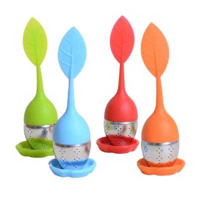 China Tea Viable Tea Accessaries Silicone Loose Leaf Tea Infuser with Drip Tray, Silicone Tea Filter, Silicone Tea Strainer for sale