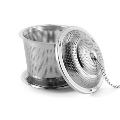 China Viable 304 Stainless Steel Tea Ball Strainer Loose Leaf Tea Infusers With Drip Dray For Kitchen Instrument for sale