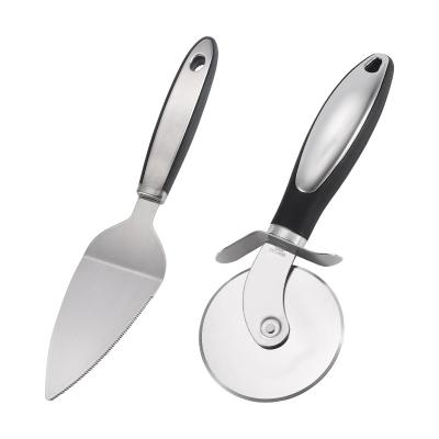 China Viable Sharp Stainless Steel Pizza Cutter Slicer Wheel Multifunction Pizza Server Pizza Server Set With Non Slip Handle for sale