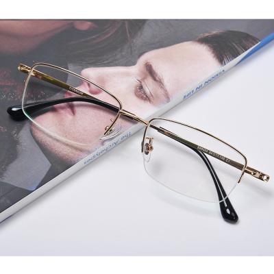 China Fashionable optical sight new men's half-frames eyewear optical glass frames titanium metal ultra-light glasses for sale