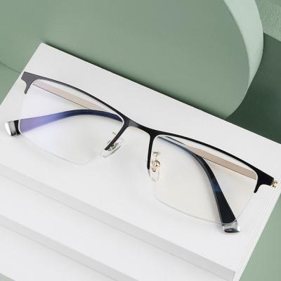 China Pure Titanium Glass Frame Glasses Frame Eyeglasses Men's Business Optical Eyewear Black Fashionable Half-frame Glasses for sale