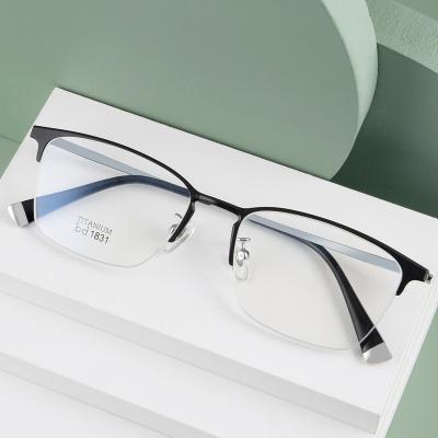 China Unisex classic black square optical sight fashionable eyewear glasses frame pure titanium optical frames business glass eyewear frames for sale