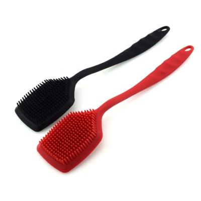 China EXFOLIATING Long Handle Shower Brush Bath Supplies Silicone Bath Body Scrub Back Brush Scrubber For Shower Skin Exfoliating Brush for sale