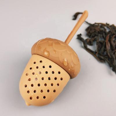 China Viable Wholesale Creative Pine Tea Infuser Silicone Tea Strainer Food Grade Silicone Tea Cone Filter With Long Handle for sale