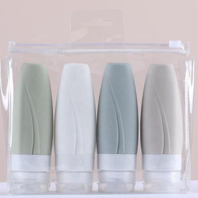 China 60ml 90ml Silicone Lotion Shampoo And Conditioner Bottle Travel Bottle Set Outdoor Empty Travel Kit Bottles for sale