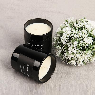 China Birthdays Black 5.5oz 160g Soy / Loose Paraffin Solid Tea Light Scented Candles Candle Jars Glass Lids for sale