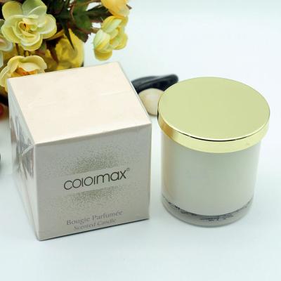 China Luxury Private Logo Customized Scent Fragrance Dessert Birthdays Candle Box Frosted Candle Glass Jar With Lid for sale