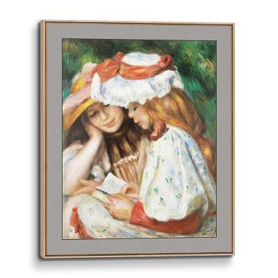 China The Two Realistic Girls Reading 3D Giclee Print Painted Abstract Oil Painting For Living Room Wall, Home Office Decor for sale