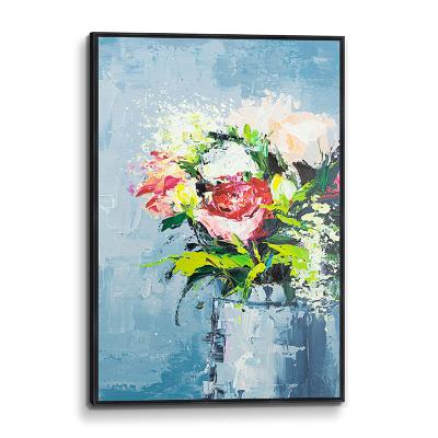 China Impressionist Flower Bouquet in Vase Hand Painted Abstract Canvas Oil Painting for Living Room, Modern Home Office Decor Wall Art for sale