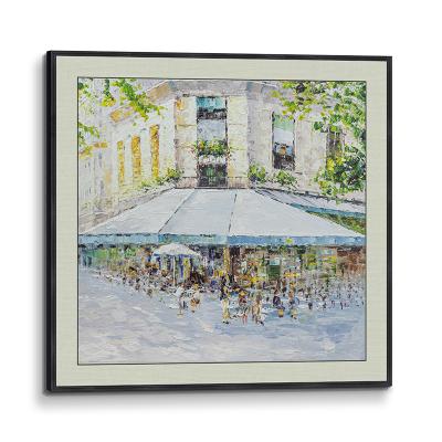 China Famous Fantastic Romantic Corner Impressionist Parisian Cafe Painting Canvas Hand Painted Oil Painting For Living Room Deco 3D On Canvas Art for sale