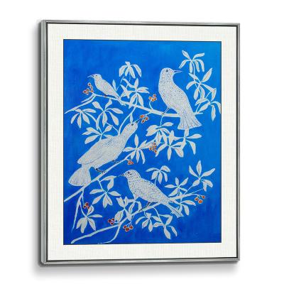 China Impressionist Woodblock Birds 3D Giclee Print Painted Abstract Oil Painting For Living Room Wall ,Home Office Decor Canvas Paintings Wall Art for sale