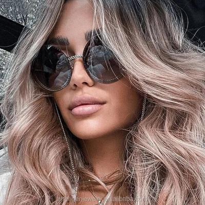 China Fashion sunglasses latest fashion oversized sunglasses with newest 2022 chain fashion rimless sunglasses for sale