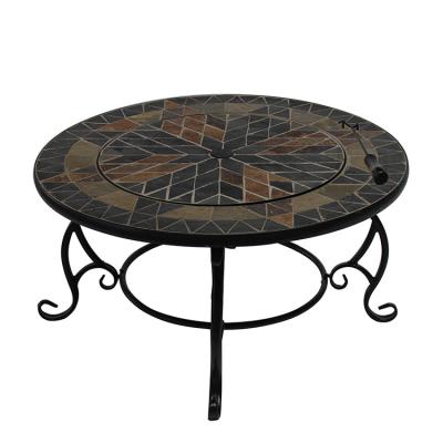 China Stocked Top Round 31.5inch Slate BBQ Table Fire Pit for sale