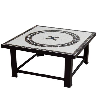 China Stocked Ceramic Backyard Square Fire Pit Table With BBQ Grill for sale