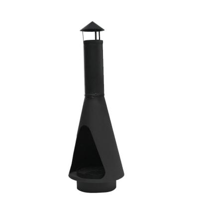 China Stored Burning Heating Cone Outdoor Steel Wood Chimeneas With Rain Lip for sale