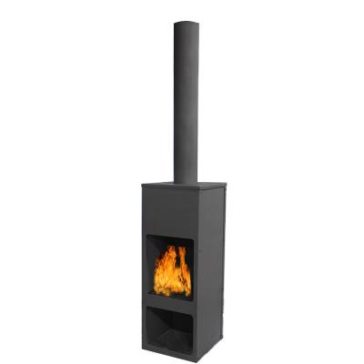 China Large stocked square Amazon chimnea with flue and log storage for sale