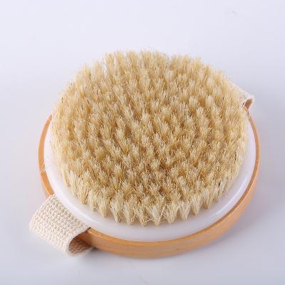 China All Natural Brand Logo Round Small Chinese Wood Body Brush Natural Dry Skin Bath Shower Clean Brush for sale