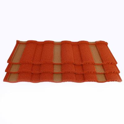 China Traditional Eclectic / Chip Color Stone Coated Metal Roof Tile Building Material Price Porcelain for sale