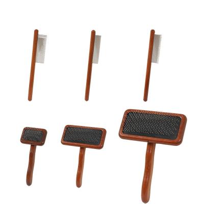 China Eco-Conscious Solid Rubber Wood Pet Grooming Comb Set – Sustainable Dog & Cat Deshedding Brush with Air Cushion Steel Pins (20cm/7cm/9.5cm/12cm) – Wholesale Pet Products for sale