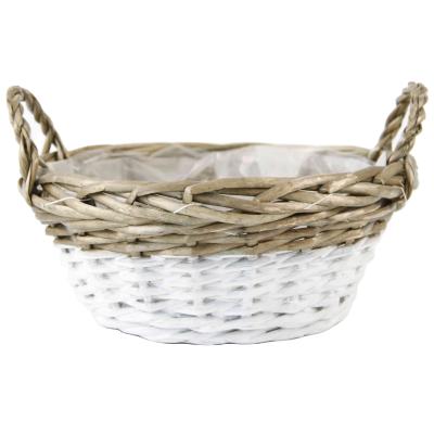 China Modern High Quality Convenient Small Storage Wicker Basket With Plastic Liner for sale