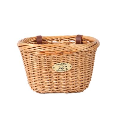 China Bike Bicycle Front Basket Hot Selling Brown Wicker Detachable Bike Basket for sale