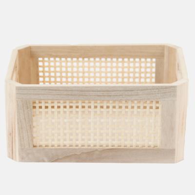 China Cheap Sustainable Wooden Home Decor Storage Basket Woven Storage Basket With Handle for sale