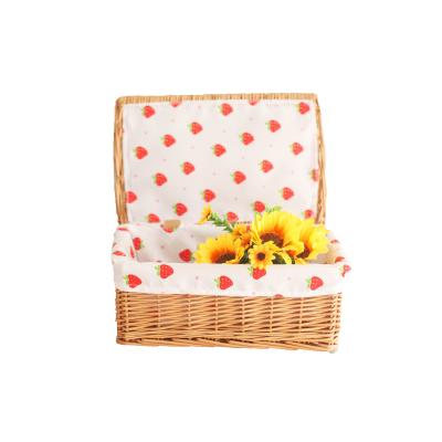 China Direct Selling Minimalist High Quality Hand - Woven Wicker Basket For Home Storage With Lid Blue for sale