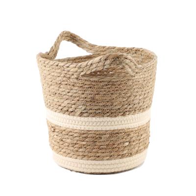 China Sustainable Hand - Woven Multifunctional Round Cotton Rope Laundry Hamper Storage Basket for sale