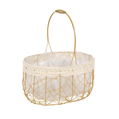 China Sustainable Home Decor Flower Basket Mini Storage Basket With Floral Handle for sale