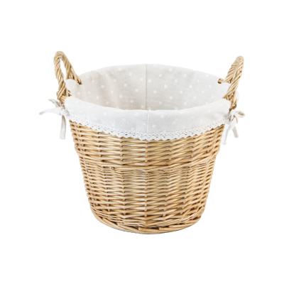 China Plant Outlet Minimalist Wicker Woven Storage Basket With Double Handle Round Laundry Basket for sale