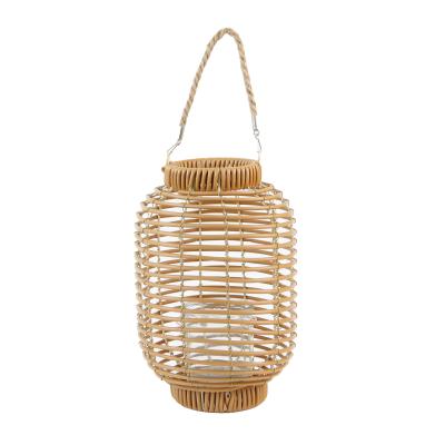 China New Romantic Candlelight Design Lighting Wooden Decorative Wicker Rattan Lamp Bamboo Silk Hanging Lantern for sale