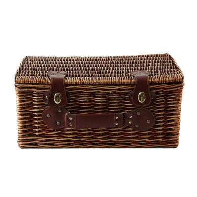 China Sustainable Wicker Woven Rectangular Picnic Basket Food Storage Basket With Lid for sale