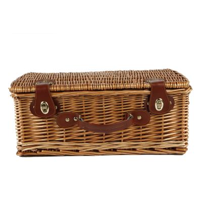 China Sustainable Handcrafted Wicker Picnic Basket With Lid Food Storage Basket for sale