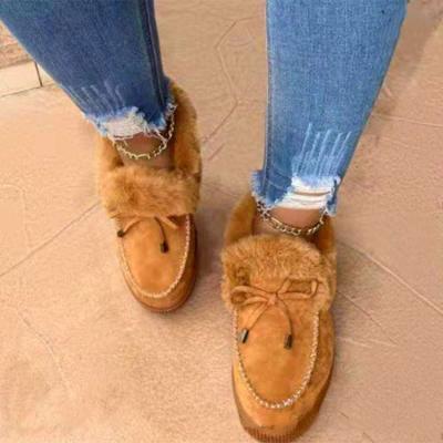 China Fashion Trend Factory Wholesale Sales 2021 Winter Fuzzy Outdoor Ladies Moccasin Loafer Shoes Fluffy Faux Fur Slipper For Women for sale