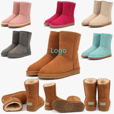 China Fashion Trend OEM 12 Colors Classics Scare Women Leather Snow Boots Drops Mid Calf Fur Winter Warm Shipping Boots For Women for sale