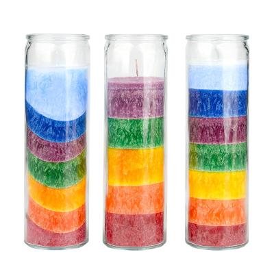 China Glass Jar Scented Rainbow 7 Day Prayer Chakra Candles for sale