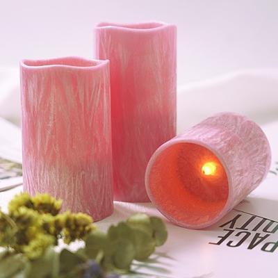 China Remote Control Pink Flameless Candles Set For Party Decor Realistic Wax Battery for sale