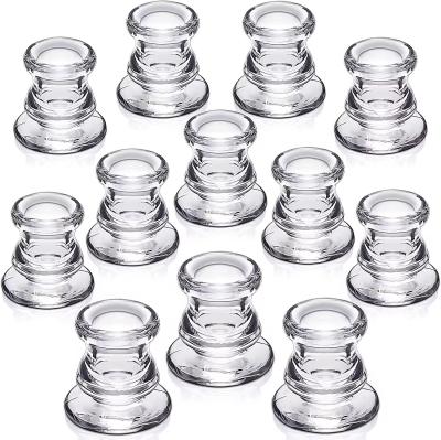 China Clear Glass Candlestick Holders 4 Taper For Wedding Decoration And Dinning for sale