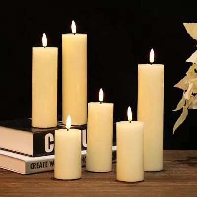 China LED Candle Battery Remote Control Flameless Christmas Cylindrical Glass Cylinder Candle for sale